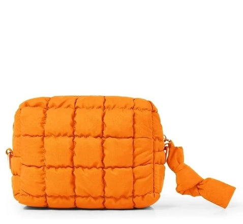 Orange  Quilted Makeup Bag