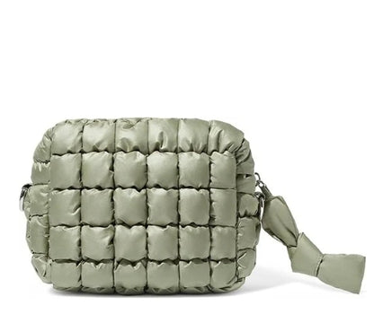 Sage Green  Quilted Makeup Bag