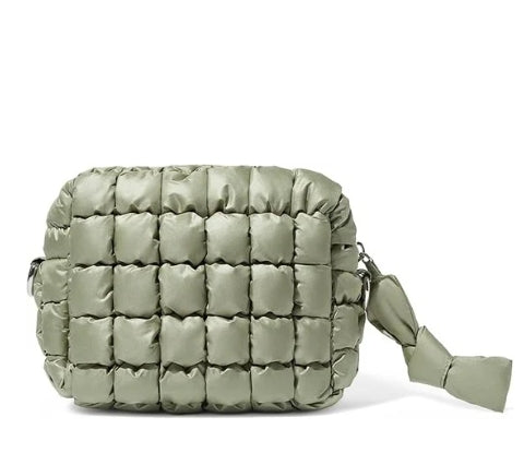 Sage Green  Quilted Makeup Bag