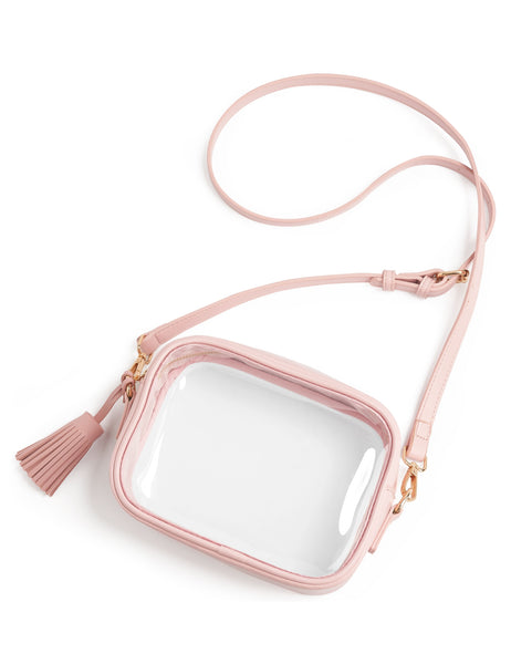 Clear Crossbody Bag with Adjustable Shoulder Strap (Pink)