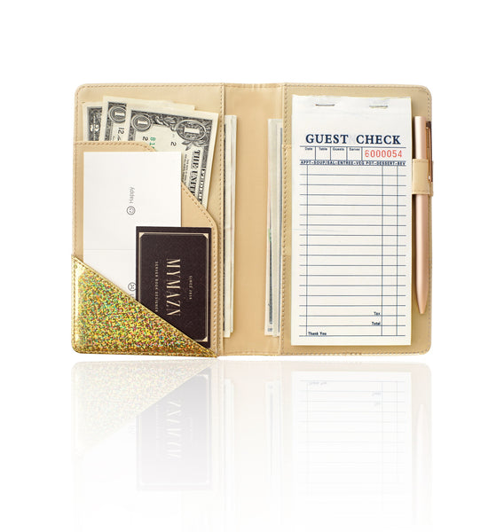 4.7x7.5" Holographic Glitter Gold Server Book Wallet