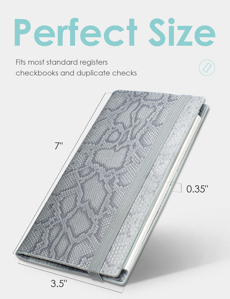 7"x3.5" Grey Vegan Leather Checkbook Cover