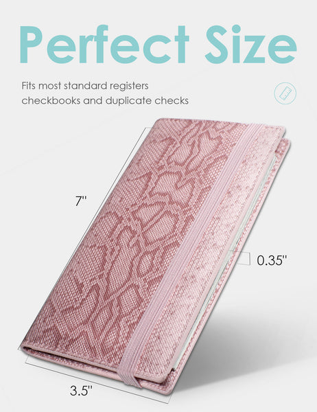 7"x3.5" Pink Vegan Leather Checkbook Cover