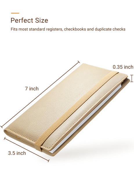 7"x3.5" Tan Vegan Leather Checkbook Cover