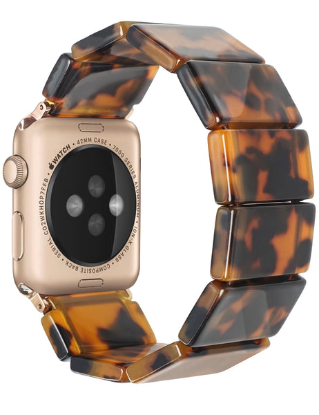 Brown Tortoise Resin Apple Watch Band (Elastic)
