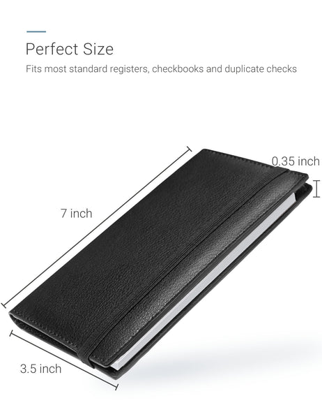 7"x3.5" Black Vegan Leather Checkbook Cover