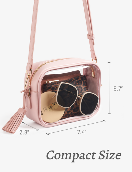 Clear Crossbody Bag with Adjustable Shoulder Strap (Pink)