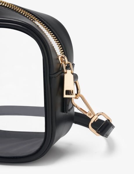Clear Crossbody Bag with Adjustable Shoulder Strap (Black)