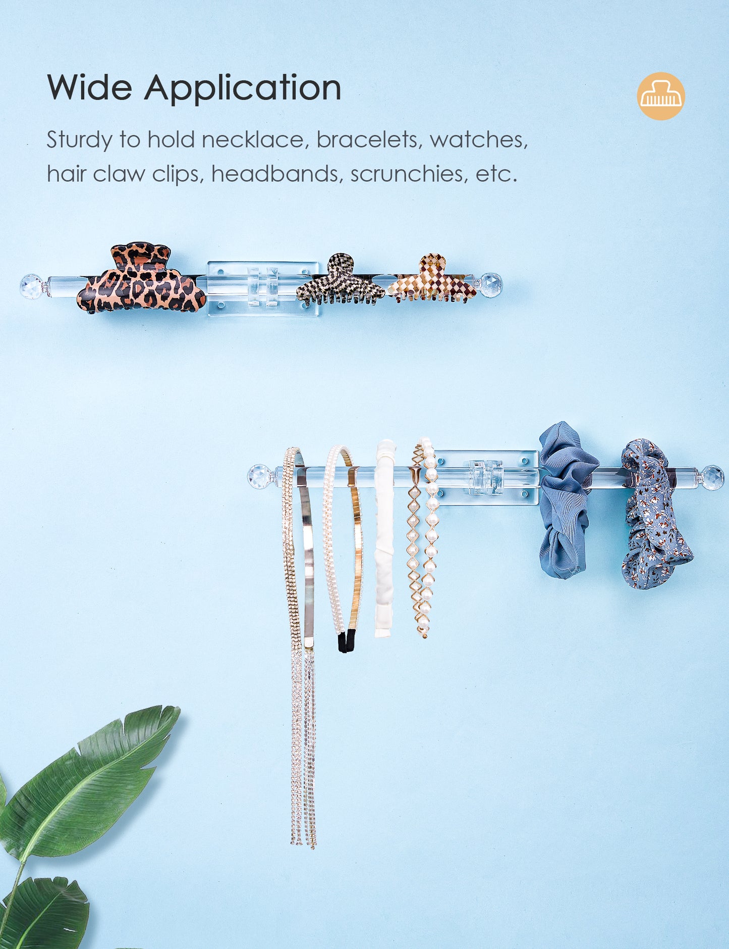 Acrylic Headband Holder Bracelet Holder (Clear Bar)