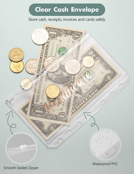 A6 Budget Binder for Money Saving Binder 8 Cash Pockets (Floral)