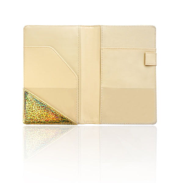 4.7x7.5" Holographic Glitter Gold Server Book Wallet