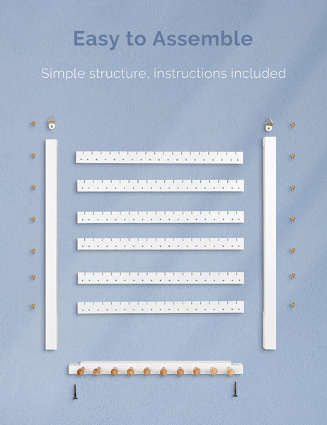 Easy Assemble Wood Earring Wall Holder (White)