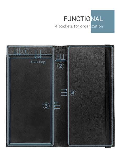 7"x3.5" Black Vegan Leather Checkbook Cover