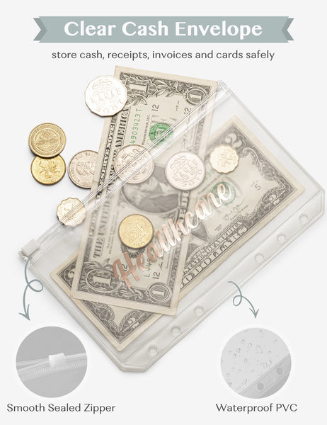 A6 Budget Binder for Money Saving Binder 10 Cash Pockets (Black)