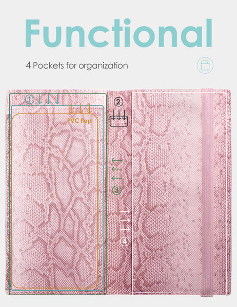 7"x3.5" Pink Vegan Leather Checkbook Cover