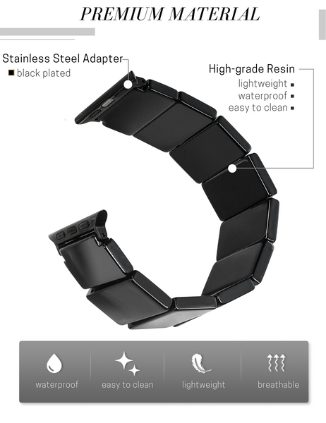 Black Resin Apple Watch Band (Elastic)