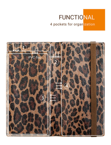 7"x3.5" Dark Leopard Vegan Leather Checkbook Cover