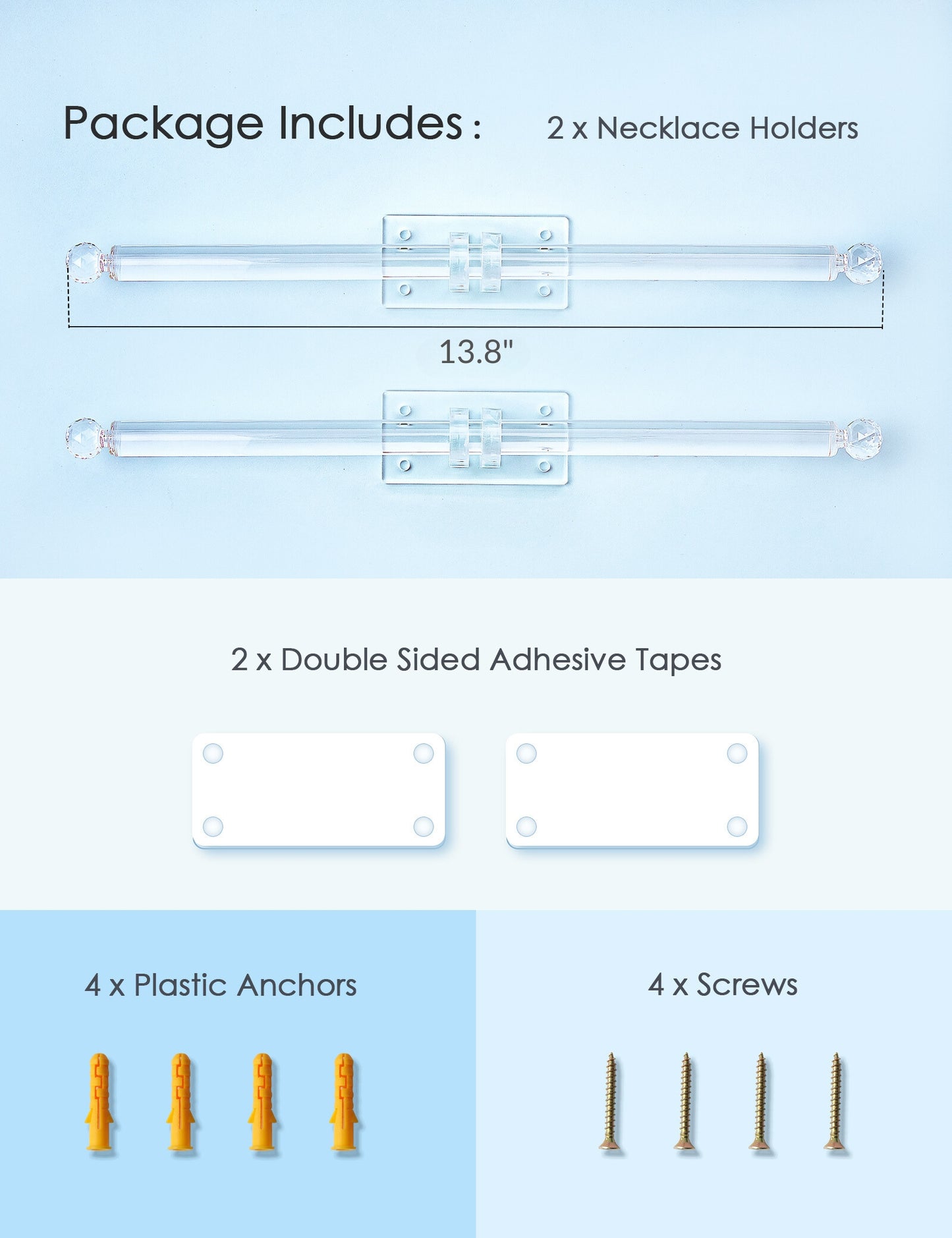 Acrylic Headband Holder Bracelet Holder (Clear Bar)
