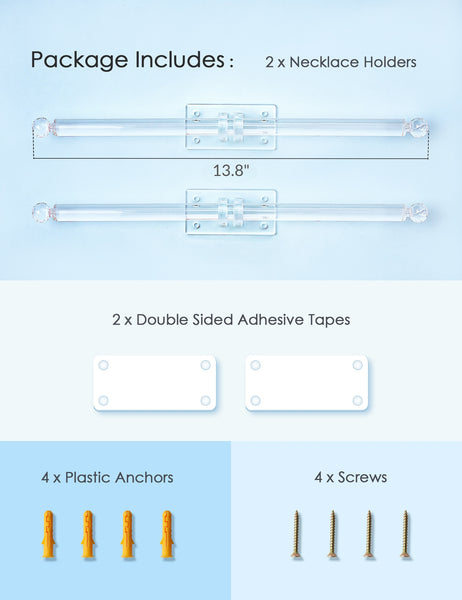 Acrylic Headband Holder Bracelet Holder (Clear Bar)