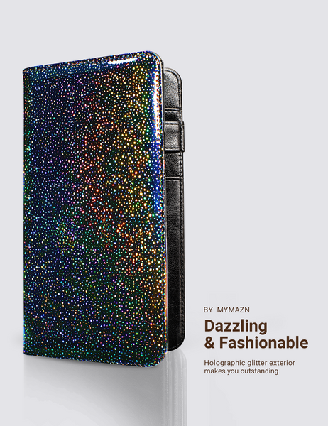 5x9" Glitter Black Server Book with Zipper&Magnetic