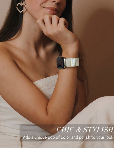 Ivory White Resin Apple Watch Band (Elastic)