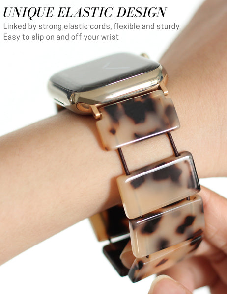 Blonde Tortoise Resin Apple Watch Band (Elastic)