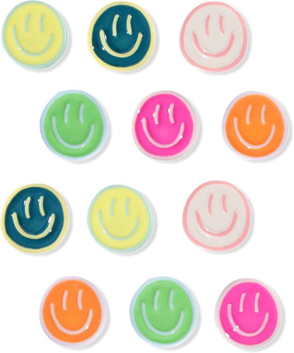 Mymazn 12Pcs Fridge Magnets ,Resin Smile Face Decorative Magnets (Pastel)