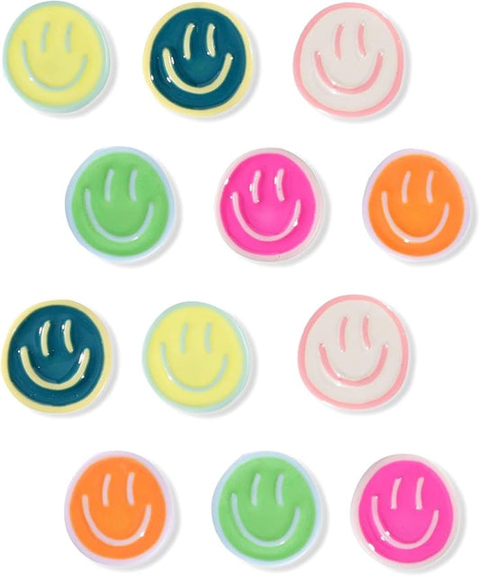 Mymazn 12Pcs Fridge Magnets ,Resin Smile Face Decorative Magnets (Pastel)