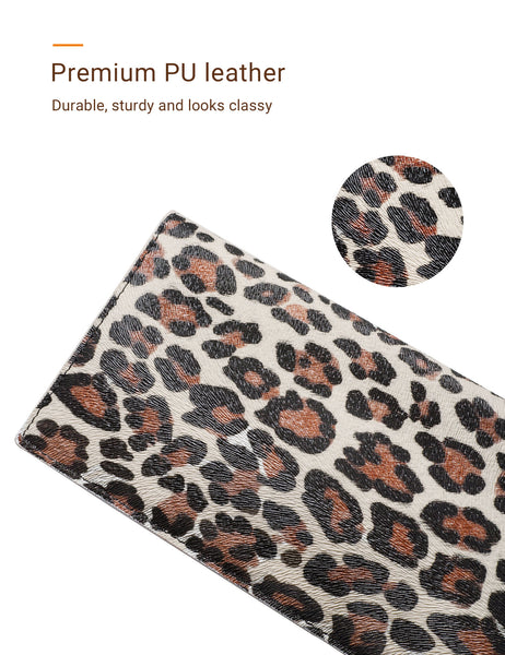 7"x3.5" Light Leopard Vegan Leather Checkbook Cover