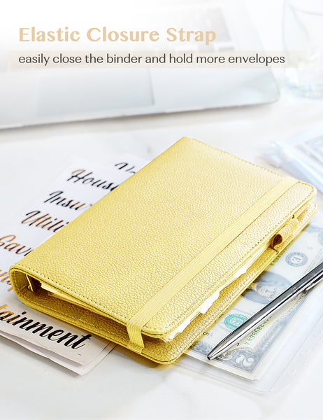 A6 Budget Binder for Money Saving Binder 10 Cash Pockets (Yellow)