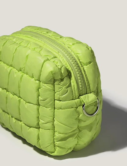 Apple Green Quilted Makeup Bag