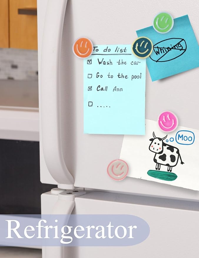 Mymazn 12Pcs Fridge Magnets ,Resin Smile Face Decorative Magnets (Pastel)