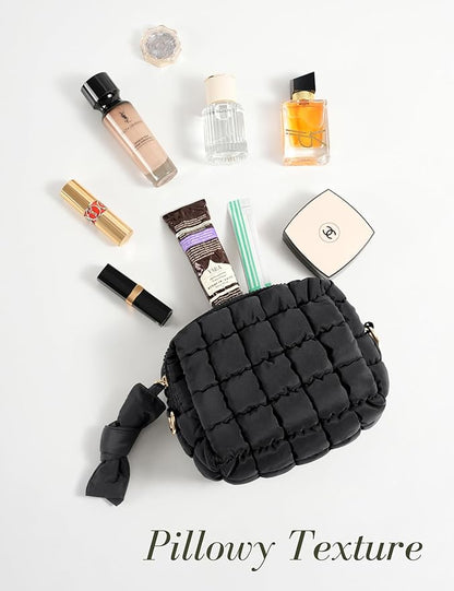 Black Quilted Makeup Bag