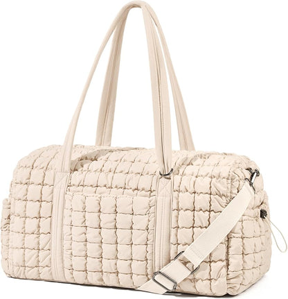 Quilted Travel Duffle Bag   (beige)