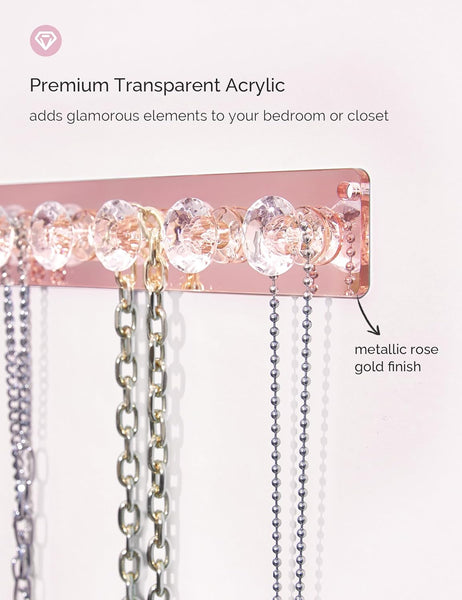 Necklace Holder Hanger Diamond Hooks (Rose Gold)