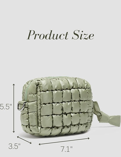 Sage Green  Quilted Makeup Bag