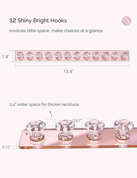 Necklace Holder Hanger Diamond Hooks (Rose Gold)