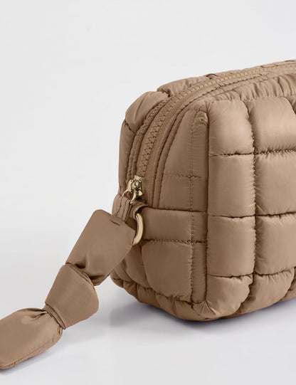 Caramel Quilted Makeup Bag