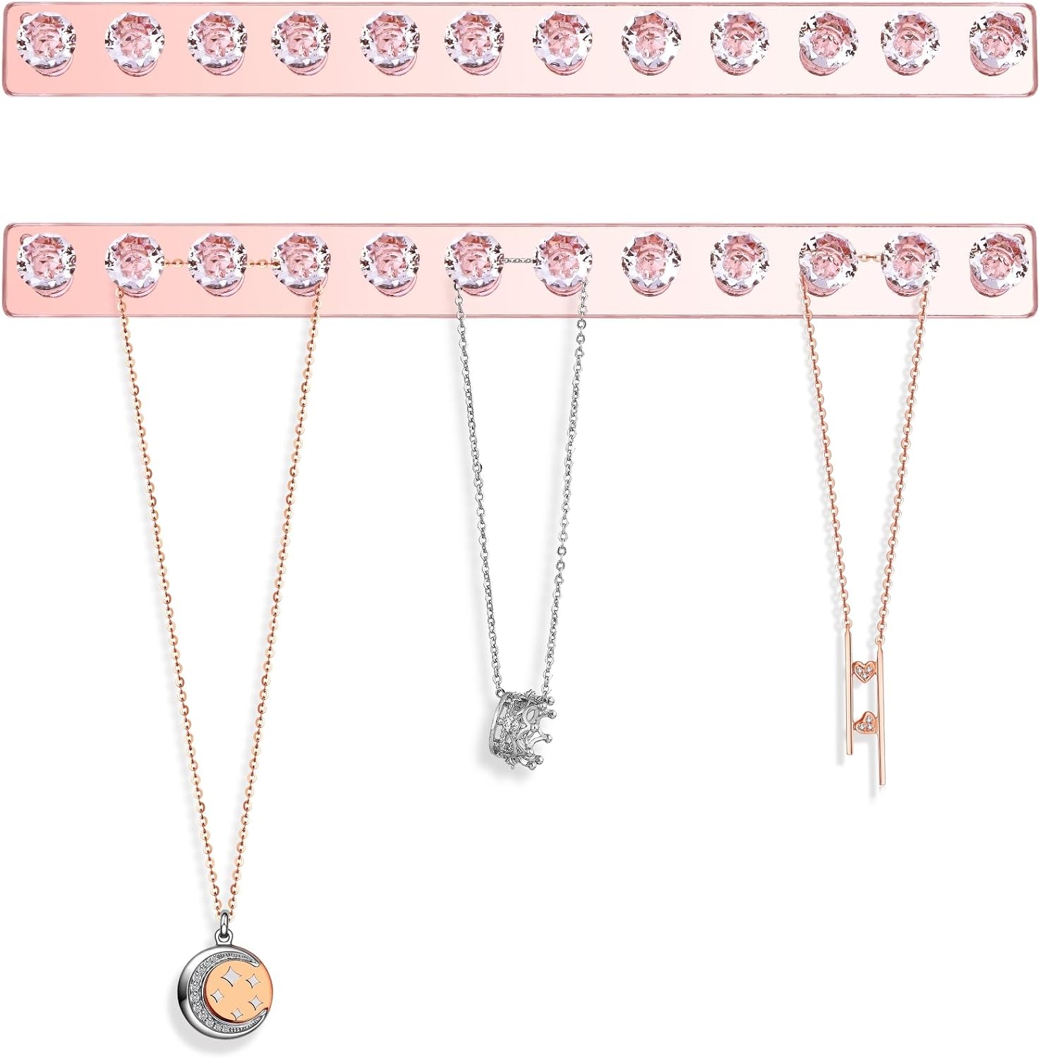 Necklace Holder Hanger Diamond Hooks (Rose Gold)