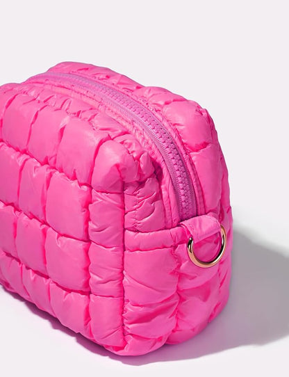 Neon Pink  Quilted Makeup Bag