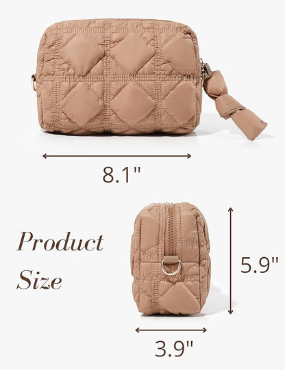 Khaki Quilted Makeup Bag