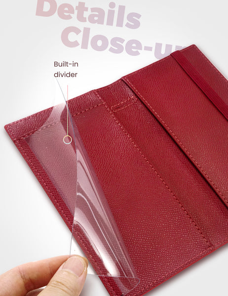 7"x3.7" Dark Red Vegan Leather Checkbook Cover