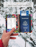 Black Flower Passport Case Holder Wallet
