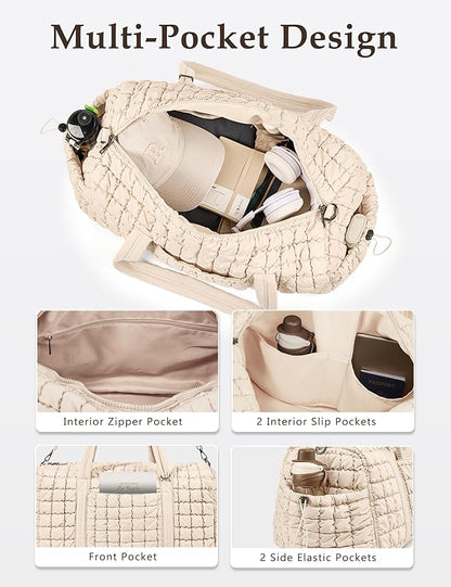 Quilted Travel Duffle Bag   (beige)