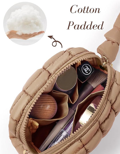 Caramel Quilted Makeup Bag