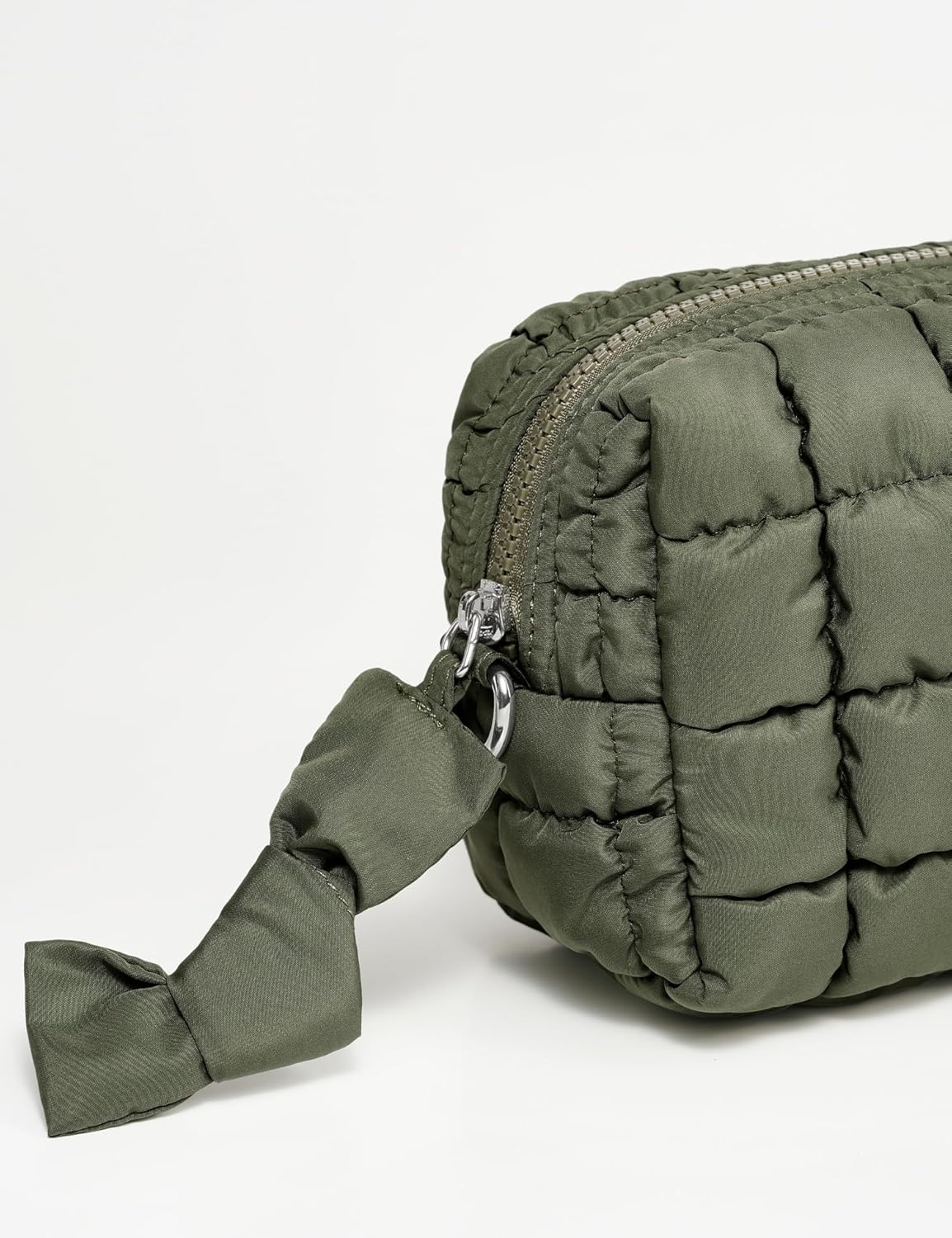 Olive Green  Quilted Makeup Bag