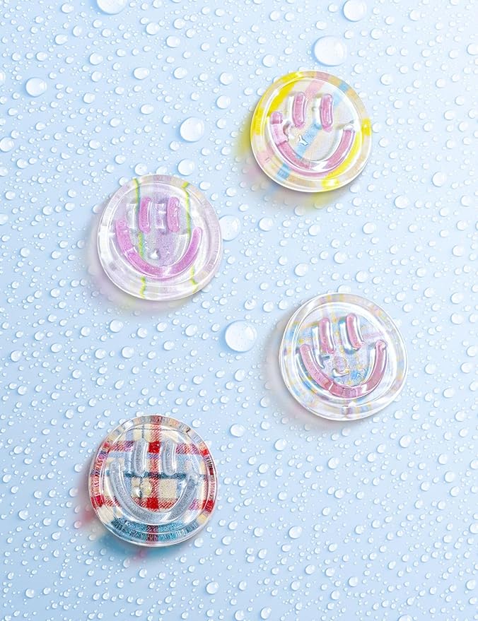 Mymazn 12Pcs Fridge Magnets ,Resin Smile Face Decorative Magnets (Colorful Stripes)