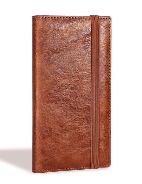 7"x3.7" Brown Vegan Leather Checkbook Cover