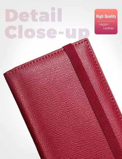 7"x3.7" Dark Red Vegan Leather Checkbook Cover