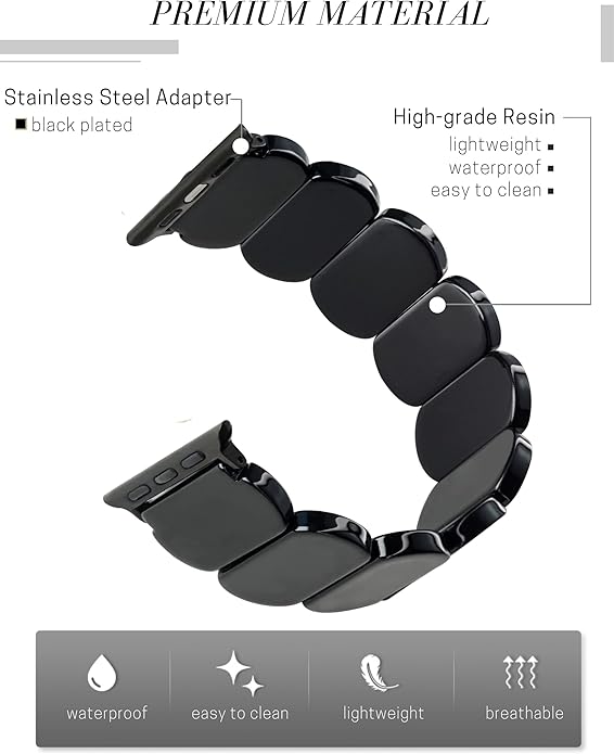 Black Tortoise Resin Cute Apple Watch Band (Elastic)
